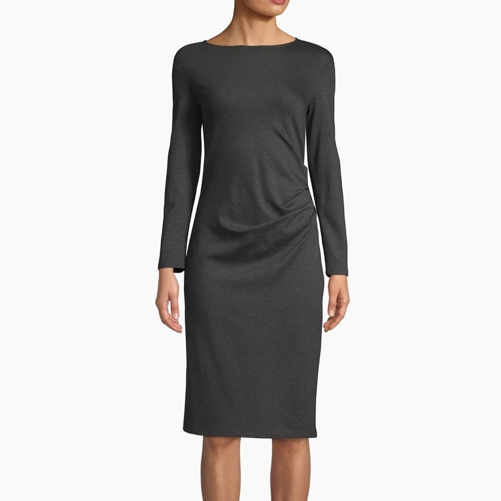 NWT Weekend Max Mara Gianni Gray Side Ruched Dress Women’s Size L
